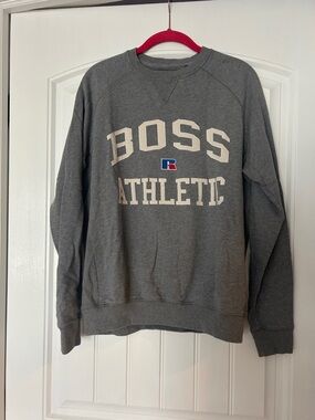 Hugo Boss Gray Crewneck Sweatshirt with White Logo